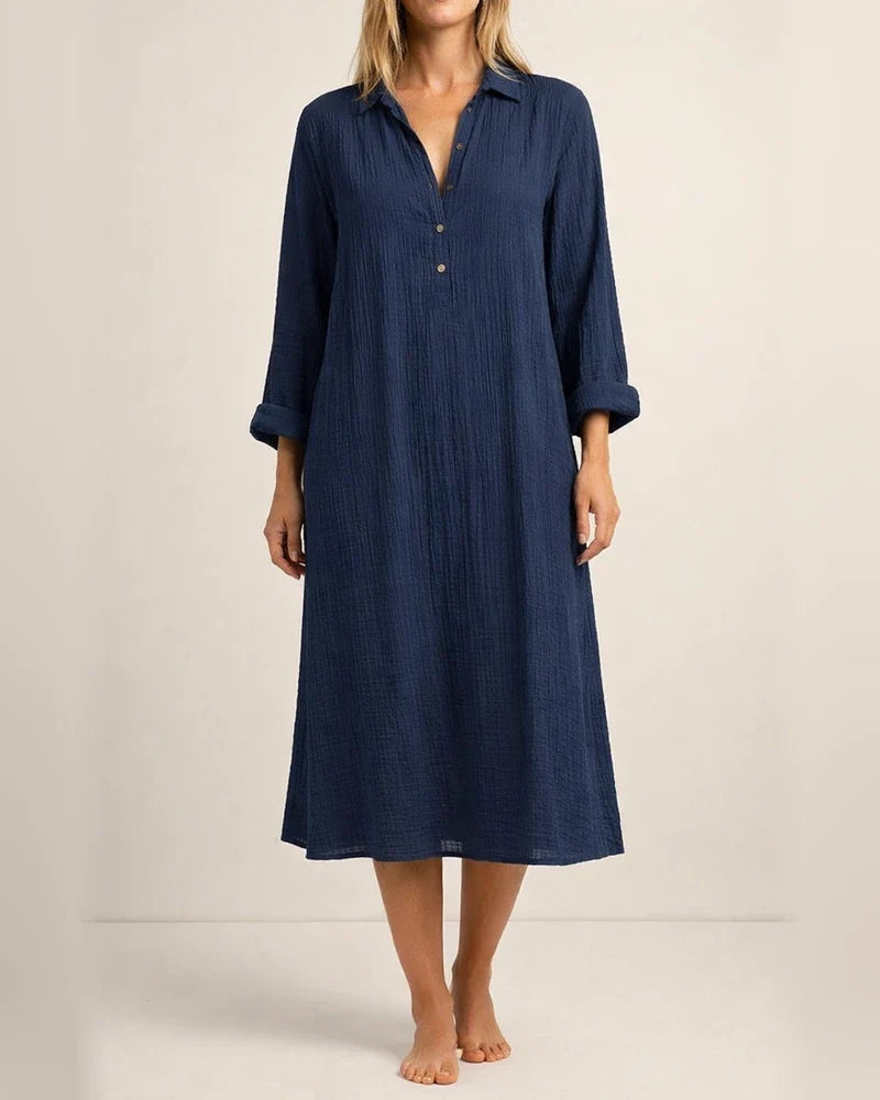 Women's Casual Dress Shirt Dress Shift Dress Midi Dress Yellow Navy Blue White Long Sleeve Pure Color Button Winter Fall Spring Shirt Collar Basic Winter Dress Daily Vacation 2022 S M L XL XXL 3XL | JRSEE:7c78b697-7cf3-482c-b52c-c868d9190915