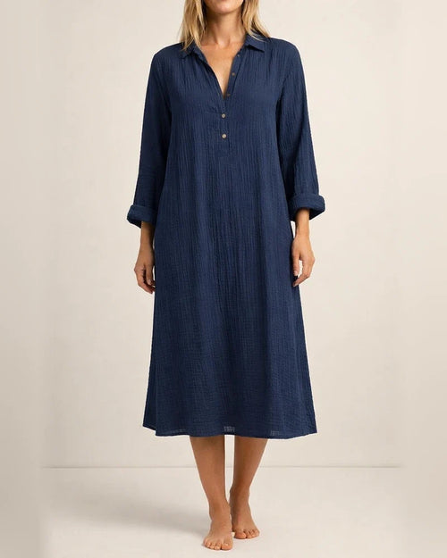 Women's Casual Dress Shirt Dress Shift Dress Midi Dress Yellow Navy Blue White Long Sleeve Pure Color Button Winter Fall Spring Shirt Collar Basic Winter Dress Daily Vacation 2022 S M L XL XXL 3XL | JRSEE:7c78b697-7cf3-482c-b52c-c868d9190915