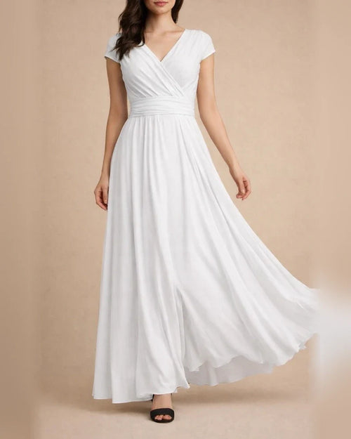 Women's Casual Dress Swing Dress Long Dress Maxi Dress Black Purple Wine Short Sleeve Pure Color Ruched Spring Summer V Neck Modern Daily Wedding Guest Date Slim 2022 S M L XL XXL 3XL 4XL 5XL | JRSEE:09b5b02e-6909-41d8-becf-1a8225222e69