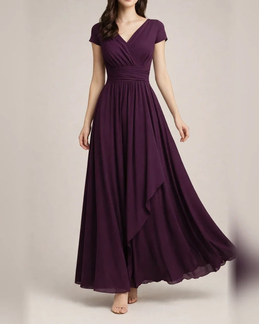 Women's Casual Dress Swing Dress Long Dress Maxi Dress Black Purple Wine Short Sleeve Pure Color Ruched Spring Summer V Neck Modern Daily Wedding Guest Date Slim 2022 S M L XL XXL 3XL 4XL 5XL | JRSEE:535b09c4-2f42-4ba9-93c5-ed21db4a0110