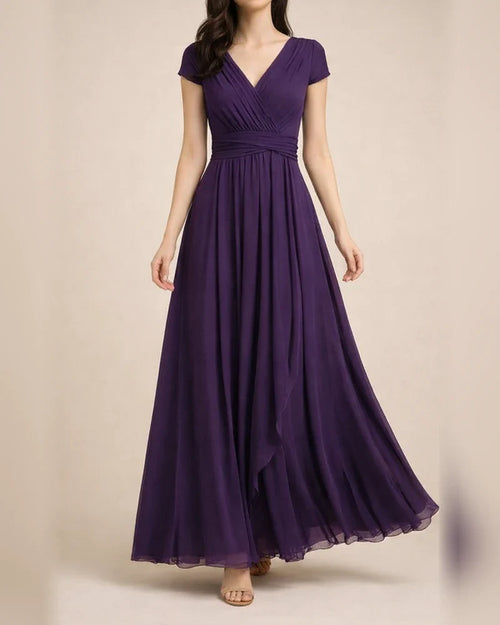 Women's Casual Dress Swing Dress Long Dress Maxi Dress Black Purple Wine Short Sleeve Pure Color Ruched Spring Summer V Neck Modern Daily Wedding Guest Date Slim 2022 S M L XL XXL 3XL 4XL 5XL | JRSEE:b432a178-c482-4607-bf24-d4b79981dd0b