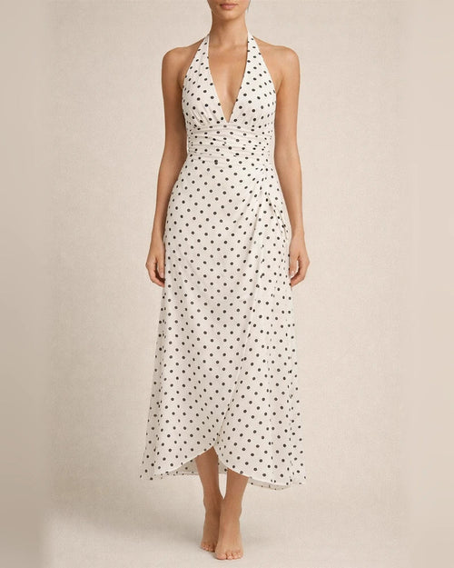 Women's Casual Dress Swing Dress Polka Dot Dress Long Dress Maxi Dress Green Black Blue Sleeveless Polka Dot Print Spring Summer Halter Neck Gothic Daily 2022 S M L XL | JRSEE:919e49ec-df02-43d3-9a59-92b46d06f7cd