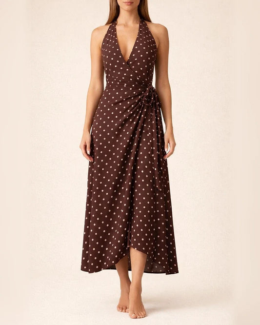 Women's Casual Dress Swing Dress Polka Dot Dress Long Dress Maxi Dress Green Black Blue Sleeveless Polka Dot Print Spring Summer Halter Neck Gothic Daily 2022 S M L XL | JRSEE:3aef22ca-2154-4ccd-9c9b-e98f31685ffd