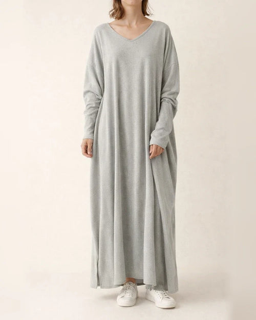 Women's Casual Dress T Shirt Dress Tee Dress Shift Dress Long Dress Maxi Dress Black Army Green Gray Long Sleeve Pure Color Split Winter Fall Spring V Neck Basic Winter Dress Daily Vacation Loose Fit | JRSEE:1f0396cf-ae6c-4cf4-9204-dd22219b6ba2