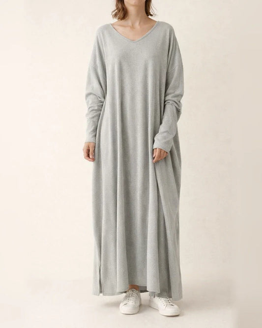 Women's Casual Dress T Shirt Dress Tee Dress Shift Dress Long Dress Maxi Dress Black Army Green Gray Long Sleeve Pure Color Split Winter Fall Spring V Neck Basic Winter Dress Daily Vacation Loose Fit | JRSEE:1f0396cf-ae6c-4cf4-9204-dd22219b6ba2