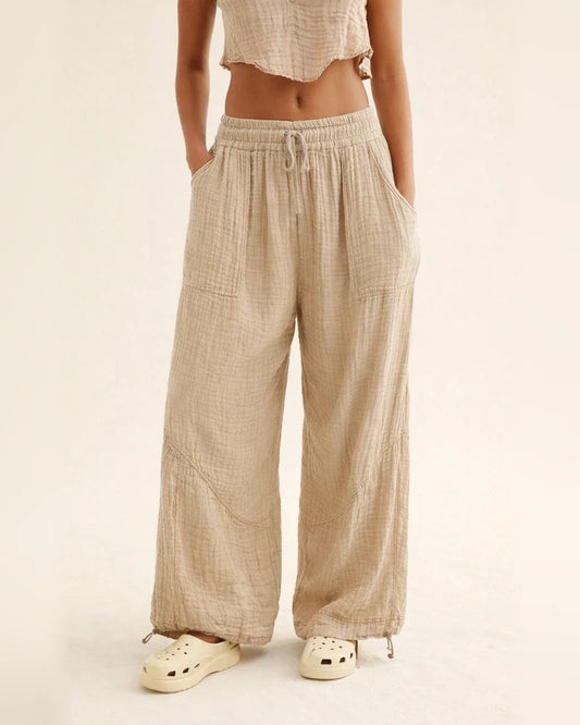Women's Casual Fashion Temperament Commuter Solid Color Tie Pockets Loose Wide Leg Pants Pants High Waist Casual Pants | JRSEE:d586a646-3c9b-4f92-b540-c1f6404d6792