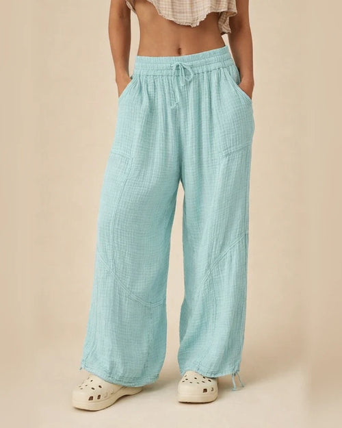 Women's Casual Fashion Temperament Commuter Solid Color Tie Pockets Loose Wide Leg Pants Pants High Waist Casual Pants | JRSEE:ba14c2a6-c598-4993-bf72-d75df6e794cc