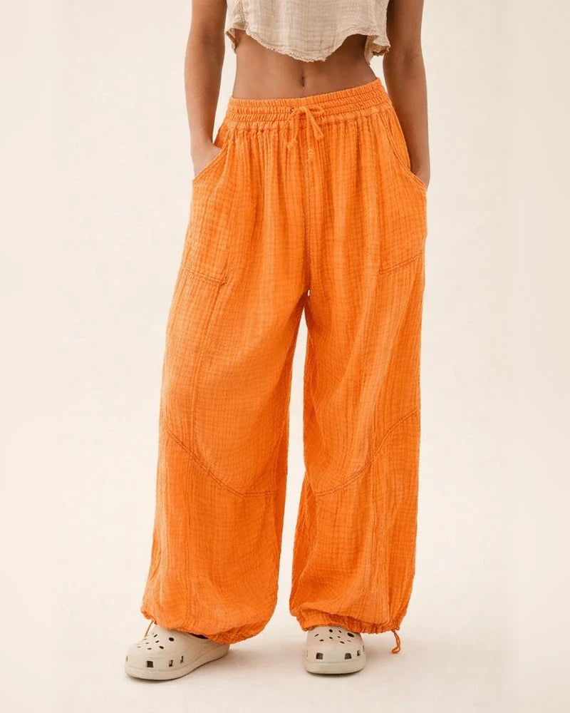 Women's Casual Fashion Temperament Commuter Solid Color Tie Pockets Loose Wide Leg Pants Pants High Waist Casual Pants | JRSEE:26e6cb46-a0d4-4d4f-9b60-b0da63aab22c