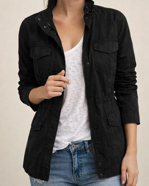 Women's Casual Jacket Daily Wear Vacation Going out Fall Regular Coat Regular Fit Breathable Casual Jacket Long Sleeve Solid Color Black Wine Army Green | JRSEE:01997c14-aa0c-4044-a25e-b64c100157d8