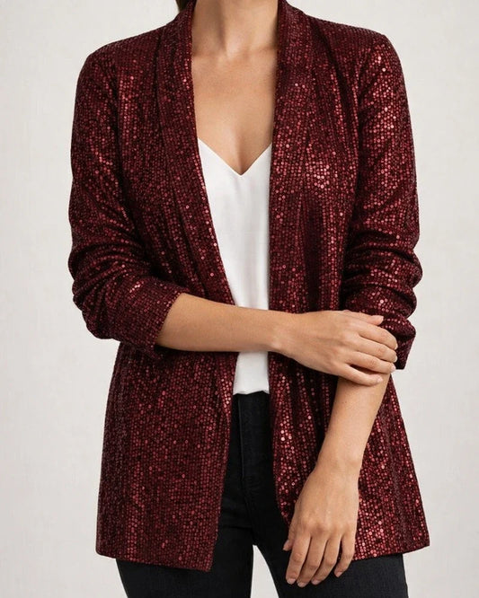 Women's Casual Jacket Wedding Party Anniversary Spring Fall Regular Coat Regular Fit Reflective Windproof Exaggerated Glamorous Glitter Glitters Jacket Long Sleeve Solid Color Sparkly Sequins Black | JRSEE:8efbe516-0b6b-42e2-8405-8f968fd243ee
