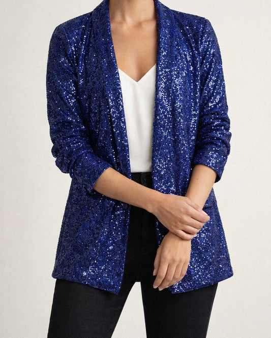 Women's Casual Jacket Wedding Party Anniversary Spring Fall Regular Coat Regular Fit Reflective Windproof Exaggerated Glamorous Glitter Glitters Jacket Long Sleeve Solid Color Sparkly Sequins Black | JRSEE:e748d00c-2275-4d51-9ef9-ba9031f8bfae