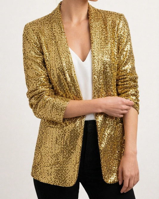 Women's Casual Jacket Wedding Party Anniversary Spring Fall Regular Coat Regular Fit Reflective Windproof Exaggerated Glamorous Glitter Glitters Jacket Long Sleeve Solid Color Sparkly Sequins Black | JRSEE:db92cc8d-768c-4392-8305-9efc8cf22f13