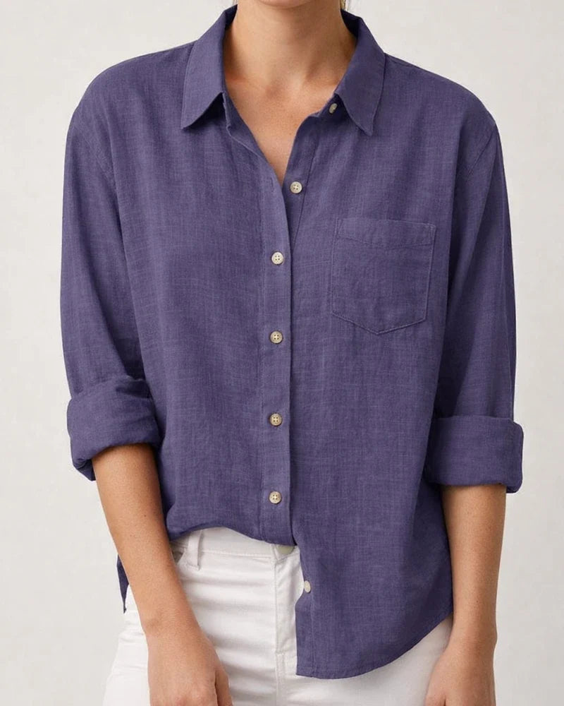 Women's Casual Loose Autumn Split Long-sleeved Women's Cotton and Linen Solid Color Long-sleeved Shirt | JRSEE:2fd5e4dd-0c9b-4b62-a303-f9743f3d740b