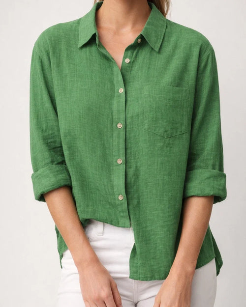 Women's Casual Loose Autumn Split Long-sleeved Women's Cotton and Linen Solid Color Long-sleeved Shirt | JRSEE:94a79179-d19e-4507-98ea-f71c08c1b34a