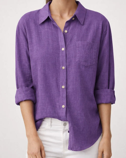 Women's Casual Loose Autumn Split Long-sleeved Women's Cotton and Linen Solid Color Long-sleeved Shirt | JRSEE:31a0ed20-8845-4ae0-8832-44ad9f133136