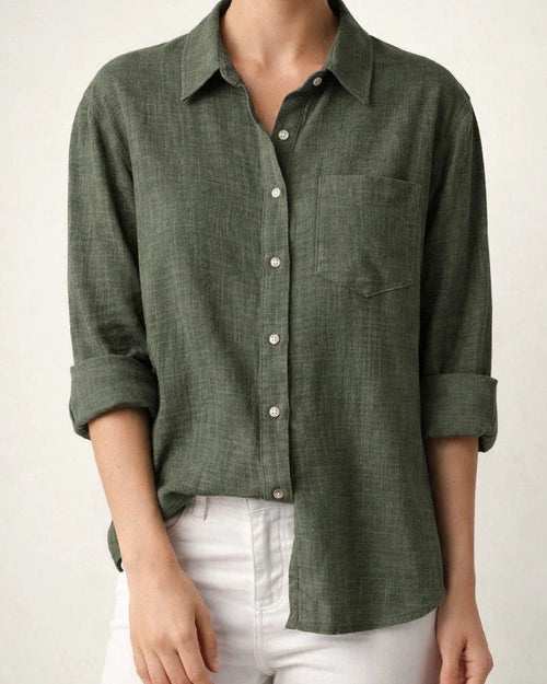 Women's Casual Loose Autumn Split Long-sleeved Women's Cotton and Linen Solid Color Long-sleeved Shirt | JRSEE:4d2f8ba6-c77b-4cf6-9831-c0f7a40f3e9d
