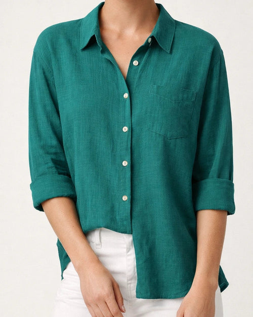 Women's Casual Loose Autumn Split Long-sleeved Women's Cotton and Linen Solid Color Long-sleeved Shirt | JRSEE:511ea244-d7d6-4f97-8794-d75db73f2129