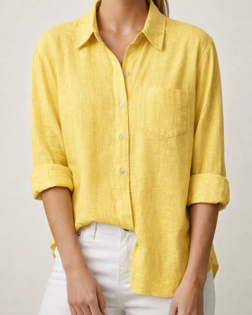 Women's Casual Loose Autumn Split Long-sleeved Women's Cotton and Linen Solid Color Long-sleeved Shirt | JRSEE:db43b819-12e9-4921-ad76-09f1d3513cd0