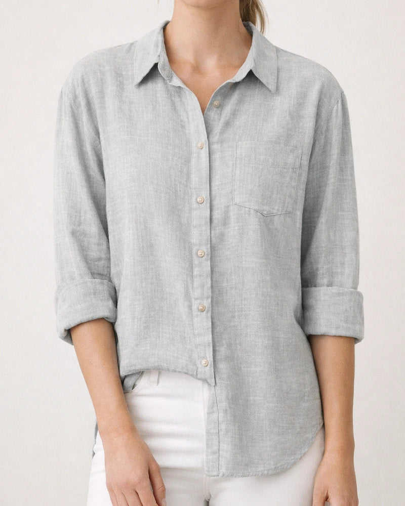 Women's Casual Loose Autumn Split Long-sleeved Women's Cotton and Linen Solid Color Long-sleeved Shirt | JRSEE:06c76833-1e6d-4dcf-8b10-14e7ca07d1f9