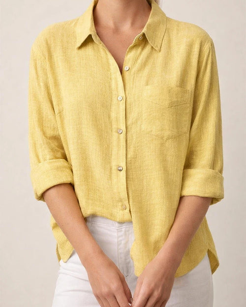 Women's Casual Loose Autumn Split Long-sleeved Women's Cotton and Linen Solid Color Long-sleeved Shirt | JRSEE:883a8f5c-c89a-47b4-846b-1c76175eb214