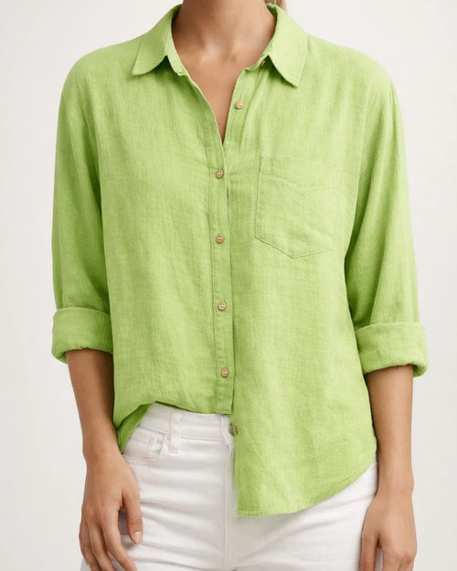 Women's Casual Loose Autumn Split Long-sleeved Women's Cotton and Linen Solid Color Long-sleeved Shirt | JRSEE:d9817b93-43ad-451e-884b-6e227ec9e6d7