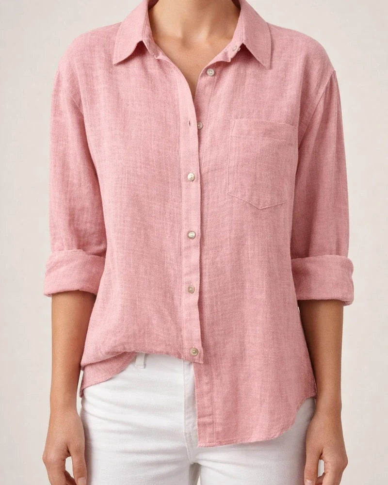 Women's Casual Loose Autumn Split Long-sleeved Women's Cotton and Linen Solid Color Long-sleeved Shirt | JRSEE:6bc54790-be83-43a9-bca9-54b1c5034443