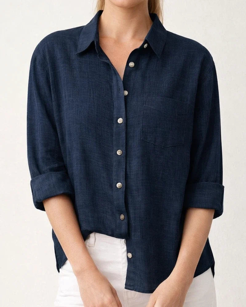 Women's Casual Loose Autumn Split Long-sleeved Women's Cotton and Linen Solid Color Long-sleeved Shirt | JRSEE:b4017092-de3c-40f5-a4b4-60549896b855