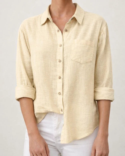 Women's Casual Loose Autumn Split Long-sleeved Women's Cotton and Linen Solid Color Long-sleeved Shirt | JRSEE:2364bf74-dc05-42bd-97e8-908efa39481f
