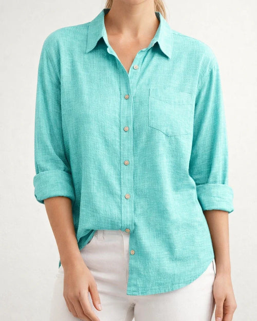 Women's Casual Loose Autumn Split Long-sleeved Women's Cotton and Linen Solid Color Long-sleeved Shirt | JRSEE:da863509-1148-45c8-9648-b9a7192b8359