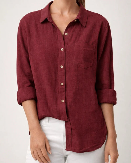 Women's Casual Loose Autumn Split Long-sleeved Women's Cotton and Linen Solid Color Long-sleeved Shirt | JRSEE:7be4e3ac-3d54-434e-a8a1-2d18dd6ce909