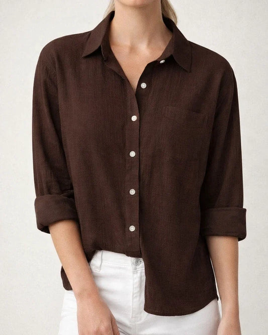 Women's Casual Loose Autumn Split Long-sleeved Women's Cotton and Linen Solid Color Long-sleeved Shirt | JRSEE:444d7d63-b260-4dce-a91b-de8c3ae93f93