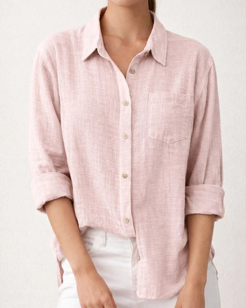 Women's Casual Loose Autumn Split Long-sleeved Women's Cotton and Linen Solid Color Long-sleeved Shirt | JRSEE:c916c055-c3e8-435d-9ba3-ceedbd11124a