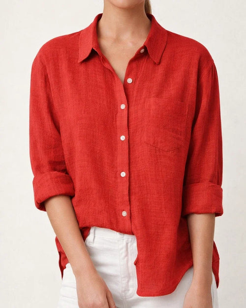 Women's Casual Loose Autumn Split Long-sleeved Women's Cotton and Linen Solid Color Long-sleeved Shirt | JRSEE:8427921f-2845-4107-8005-377398775609