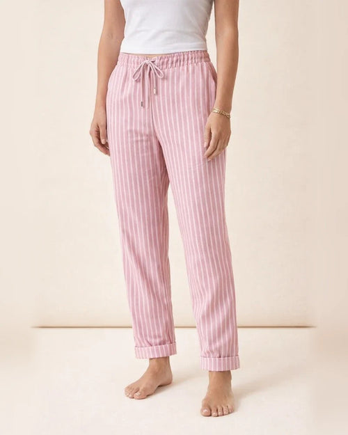 Women's Casual New Style Striped Solid Color Cotton-Linen Loose-Fit Full-Length Pants | JRSEE:a5f3fe55-b299-4e11-a303-32d3cd67ca17