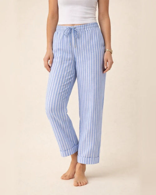 Women's Casual New Style Striped Solid Color Cotton-Linen Loose-Fit Full-Length Pants | JRSEE:1a0225ad-45dc-4207-a53f-008d6b53f358