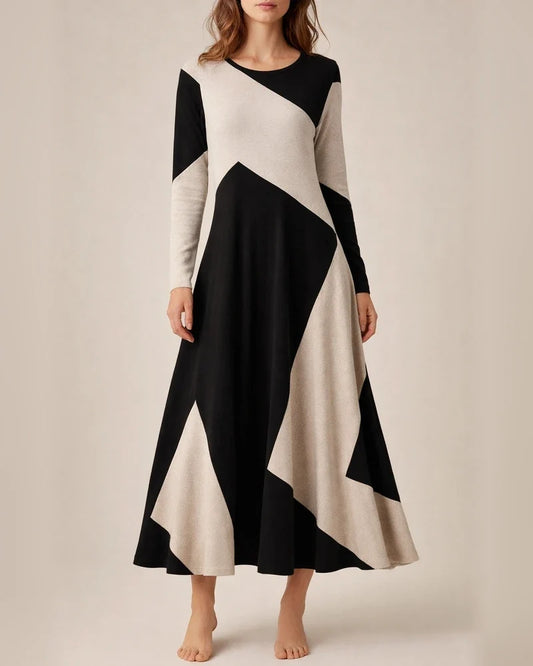 Women's Casual Retro Style Fashion Fall and Winter Round Neck Long Sleeve High Waist Oversized Swing Long Dresses | JRSEE:151507f1-bb38-43cc-82d9-ffb83df6ac17