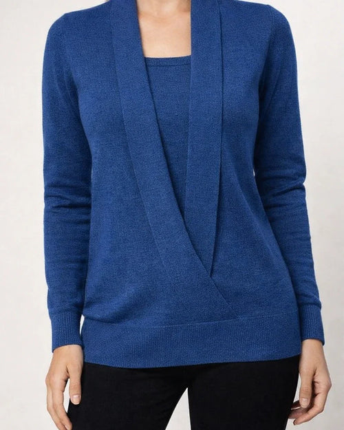 Women's Casual Solid Color V-neck Long-sleeved Knitted Sweater | JRSEE:1c959069-4860-4c07-b297-eead6f3ddf6d