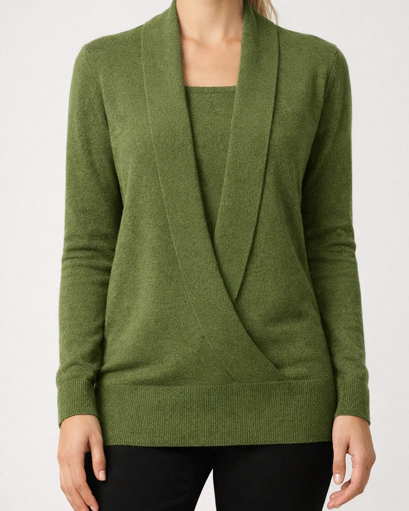 Women's Casual Solid Color V-neck Long-sleeved Knitted Sweater | JRSEE:f0a0a843-8e70-4bac-8468-791e3256c0e5