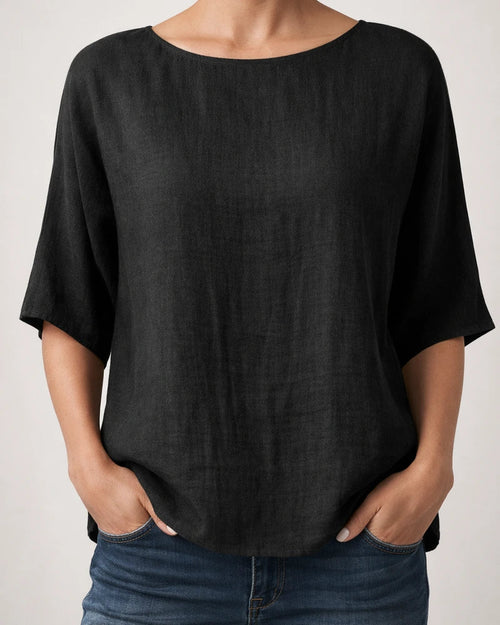 Women's Casual Top Printed Round-Neck 3/4-Sleeve Solid-Color Shirt | JRSEE:aa9d331b-68f5-4e65-9235-0e524526e339