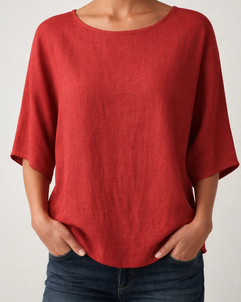 Women's Casual Top Printed Round-Neck 3/4-Sleeve Solid-Color Shirt | JRSEE:c92b207a-baa9-4c53-936f-b2e84e4816e9