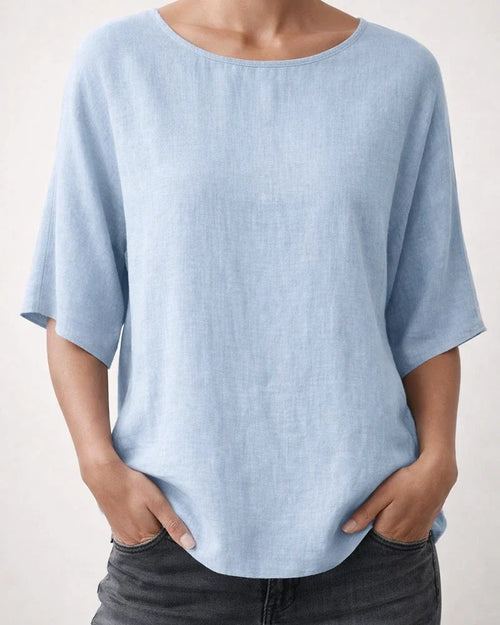 Women's Casual Top Printed Round-Neck 3/4-Sleeve Solid-Color Shirt | JRSEE:8e8b8b53-3eb4-4dc2-bb62-e0cb5b147f70