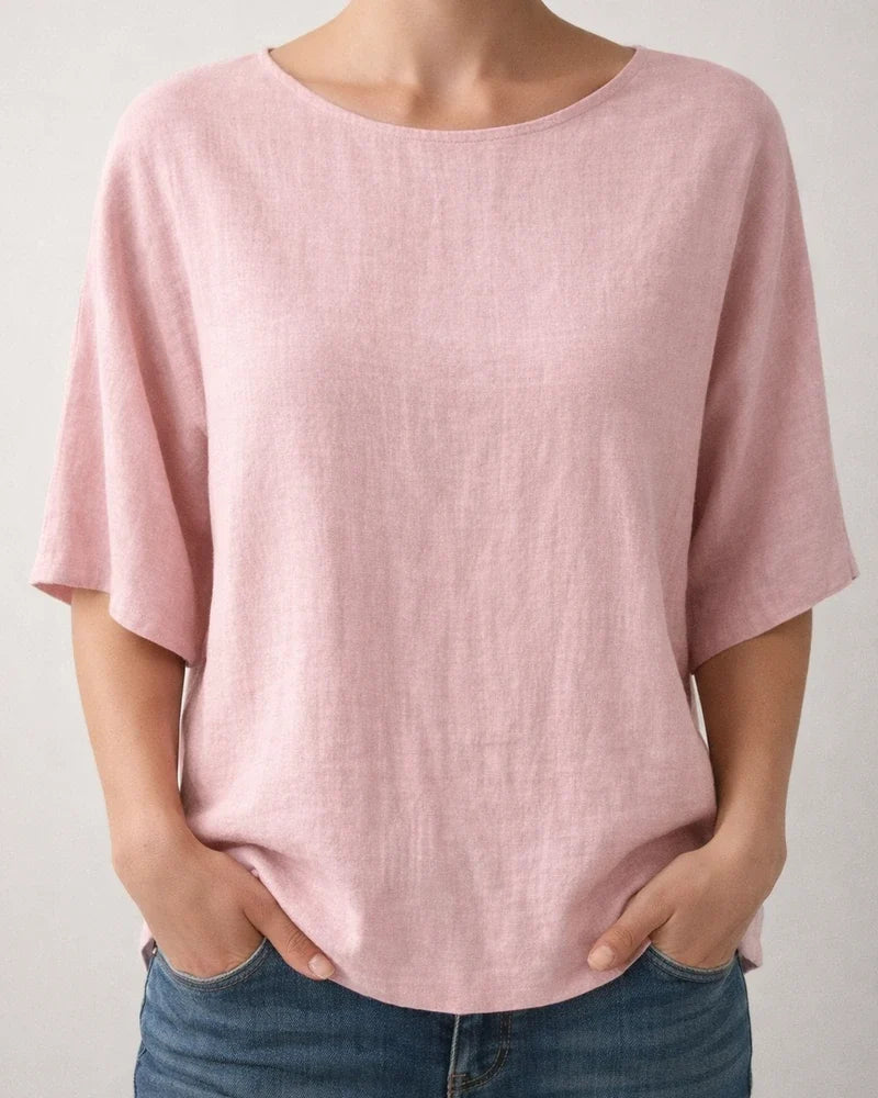 Women's Casual Top Printed Round-Neck 3/4-Sleeve Solid-Color Shirt | JRSEE:8dc1802c-16dd-472b-b3cd-cad893cef5ac