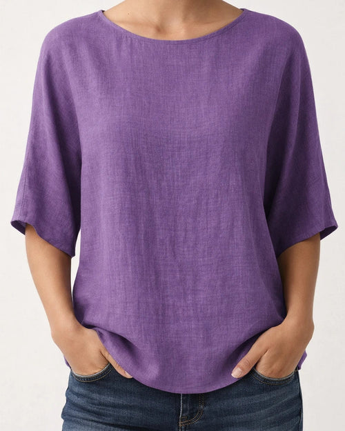 Women's Casual Top Printed Round-Neck 3/4-Sleeve Solid-Color Shirt | JRSEE:8b43d7f8-c1cd-43f3-bcde-b23bdab569e1