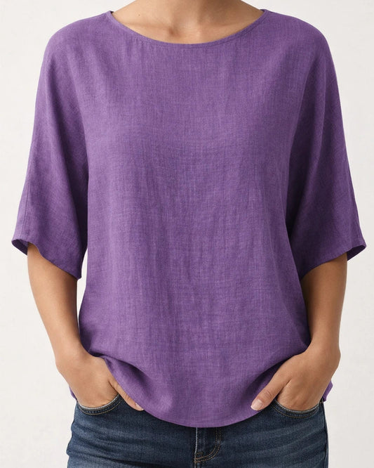 Women's Casual Top Printed Round-Neck 3/4-Sleeve Solid-Color Shirt | JRSEE:8b43d7f8-c1cd-43f3-bcde-b23bdab569e1