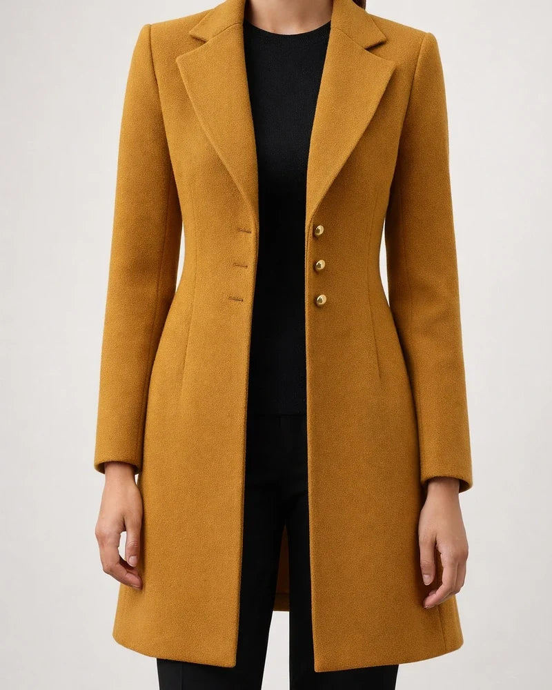 Women's Coat Formal Office Daily Fall Winter Long Coat Windproof Warm Basic Simple Elegant & Luxurious Jacket Long Sleeve Solid Color Oversize Yellow Black | JRSEE:034fc969-f05b-4cf8-a512-c47c98c57191