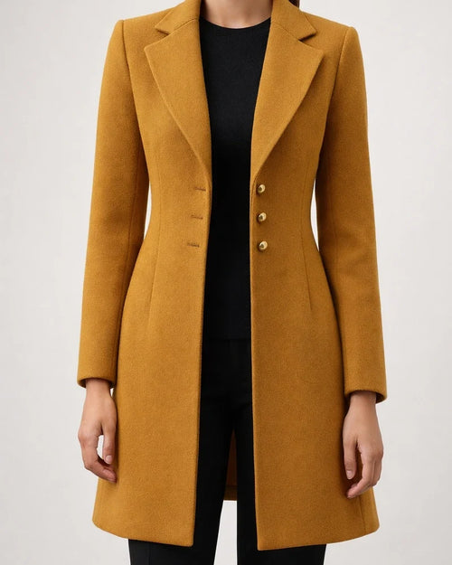 Women's Coat Formal Office Daily Fall Winter Long Coat Windproof Warm Basic Simple Elegant & Luxurious Jacket Long Sleeve Solid Color Oversize Yellow Black | JRSEE:034fc969-f05b-4cf8-a512-c47c98c57191