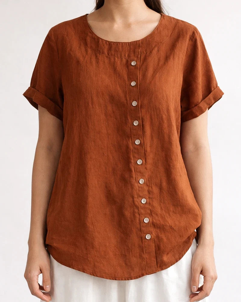 Women's Cotton and Linen Tops Large Size Casual Loose Cotton and Linen T-shirt Cotton and Linen Large Size | JRSEE:05fa71a6-6abb-46cb-ba97-3334979d0db9