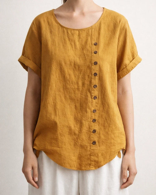 Women's Cotton and Linen Tops Large Size Casual Loose Cotton and Linen T-shirt Cotton and Linen Large Size | JRSEE:c65b9af6-81a4-4b96-8148-5f9be17f914b