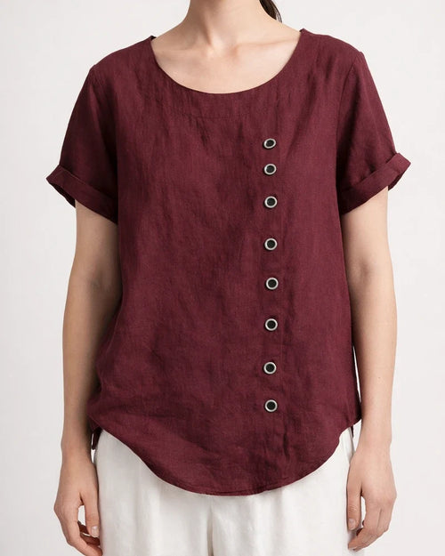 Women's Cotton and Linen Tops Large Size Casual Loose Cotton and Linen T-shirt Cotton and Linen Large Size | JRSEE:f79189e7-1158-4cac-965c-af3d04a1d421