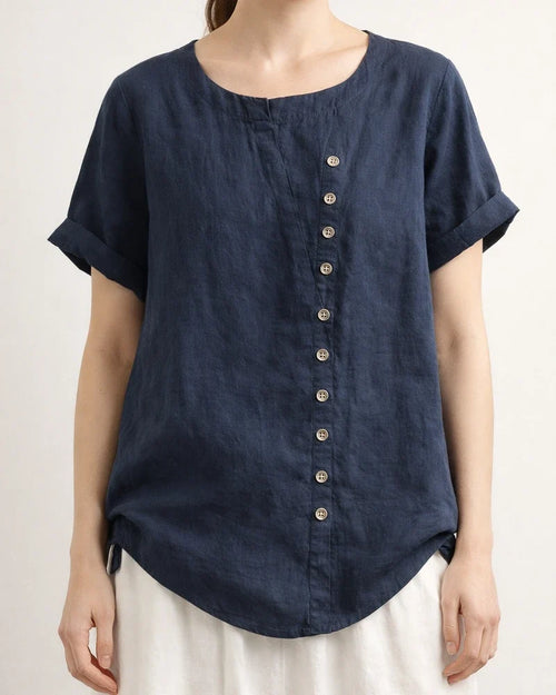 Women's Cotton and Linen Tops Large Size Casual Loose Cotton and Linen T-shirt Cotton and Linen Large Size | JRSEE:ccbce8bb-a00d-4781-a3b7-58433b62d1d5